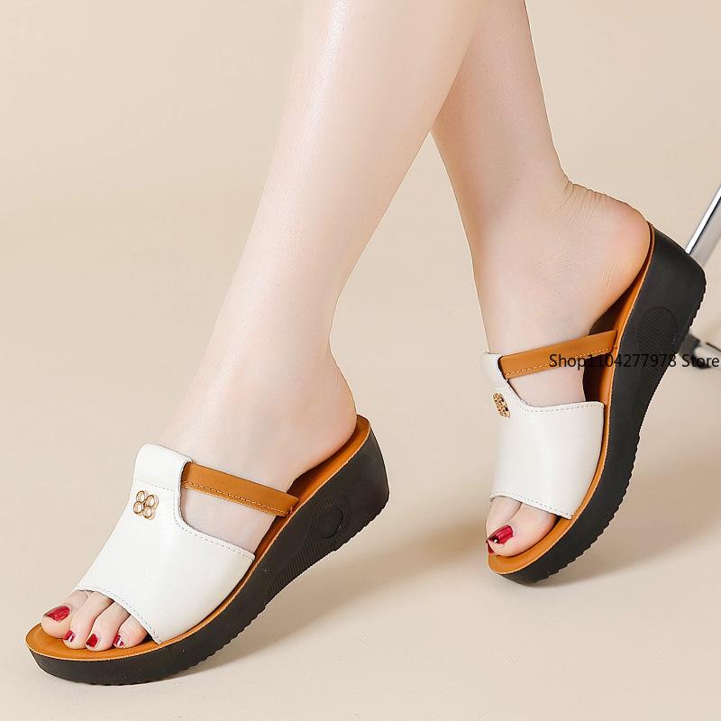 Fashion Summer 2025 Women Wedge Sandals Premium Orthopedic Open Toe Sandals Vintage Anti-slip Leather Casual Female Platform Retro Shoes