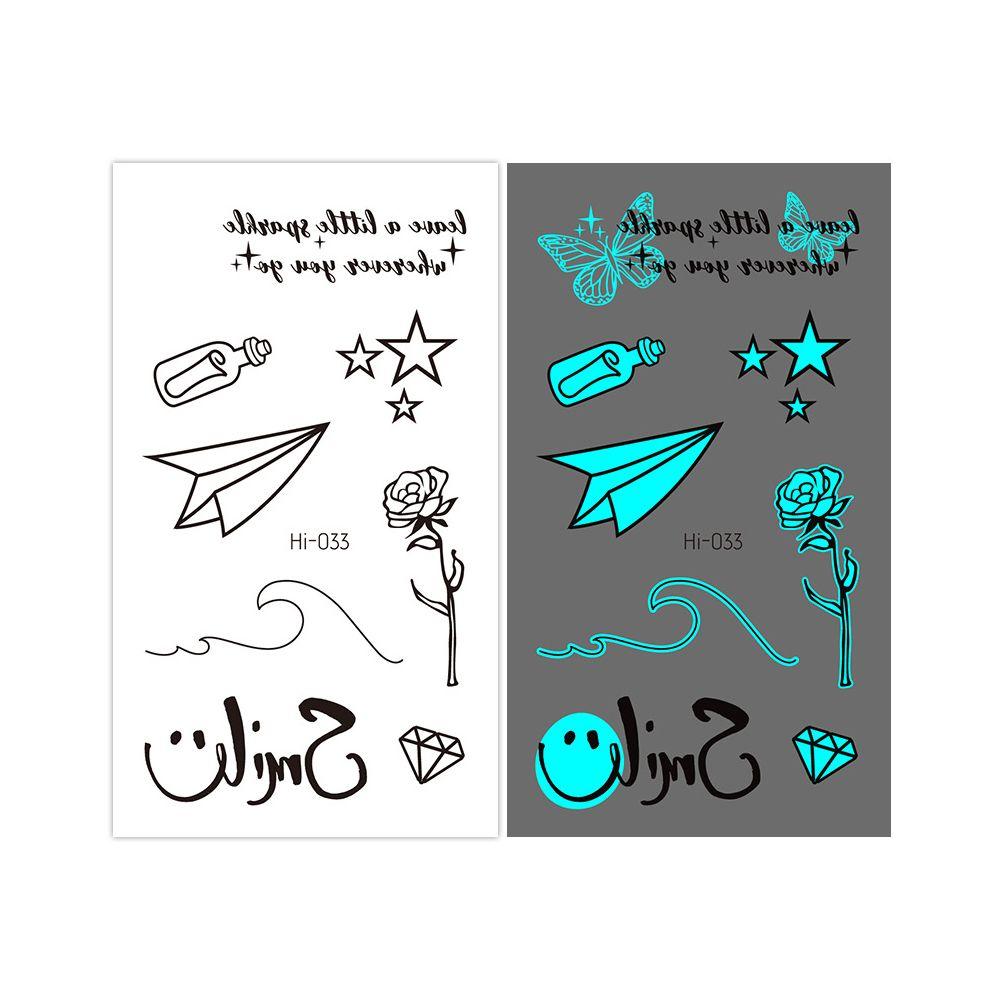 Fluorescent Star Feather Temporary Tattoos Blue Luminous Fake Tattoo Tattoo Sticker Body Art