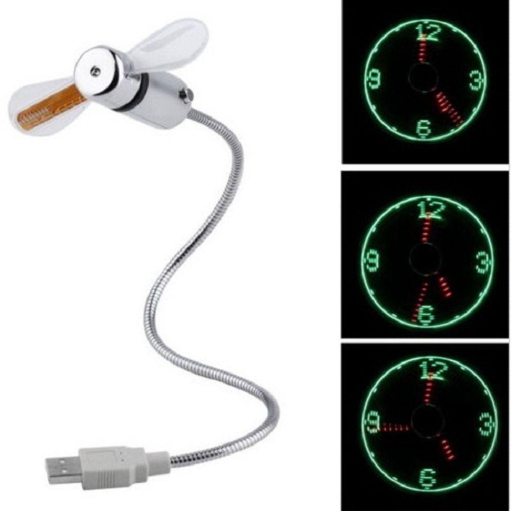 

Time Temperature Display LED Clock Fan Adjustable Clock Cool Fan Durable Laptop Time Temperature Display