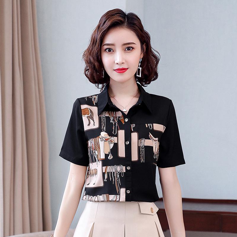 Women's Short Sleeve Chiffon Cardigan - New Summer Korean Print, Fashionable, Loose, Versatile Western Style Top.