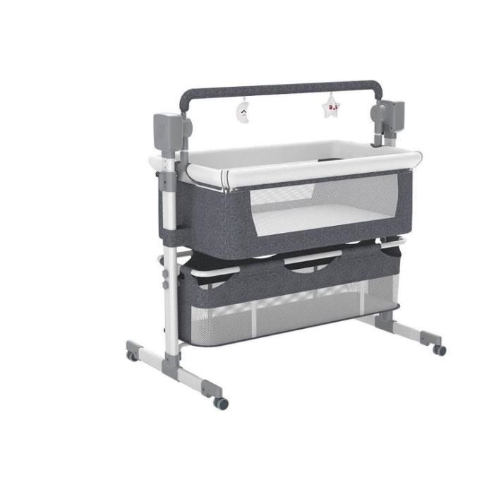 Multifunktionaler elektrischer Baby-Stubenwagen, 3-in-1 Schaukelbett, für Reisen, mit atmungsaktivem Beistellbett, gute Qualität, grau