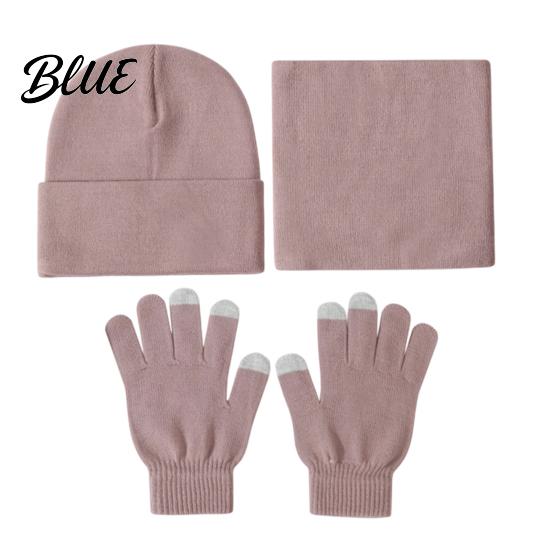 Casual Autumn Winter Outfit Accessories Warm Three-piece Set Knitted Hat Scarf And Touch Screen Cozy Wear Gloves Essentials Soft Acrylic Windproof