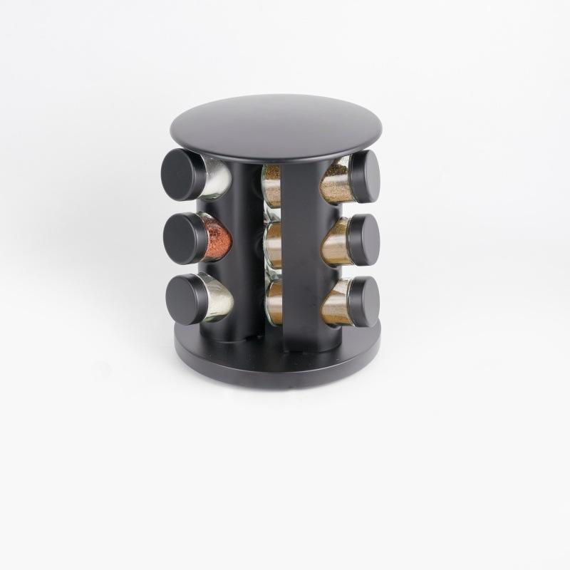 Glass Seasoning Holder Storage Home Spice Rack 360° Rotating Spice Glass Bottle Set Includes 9 Glass Jars