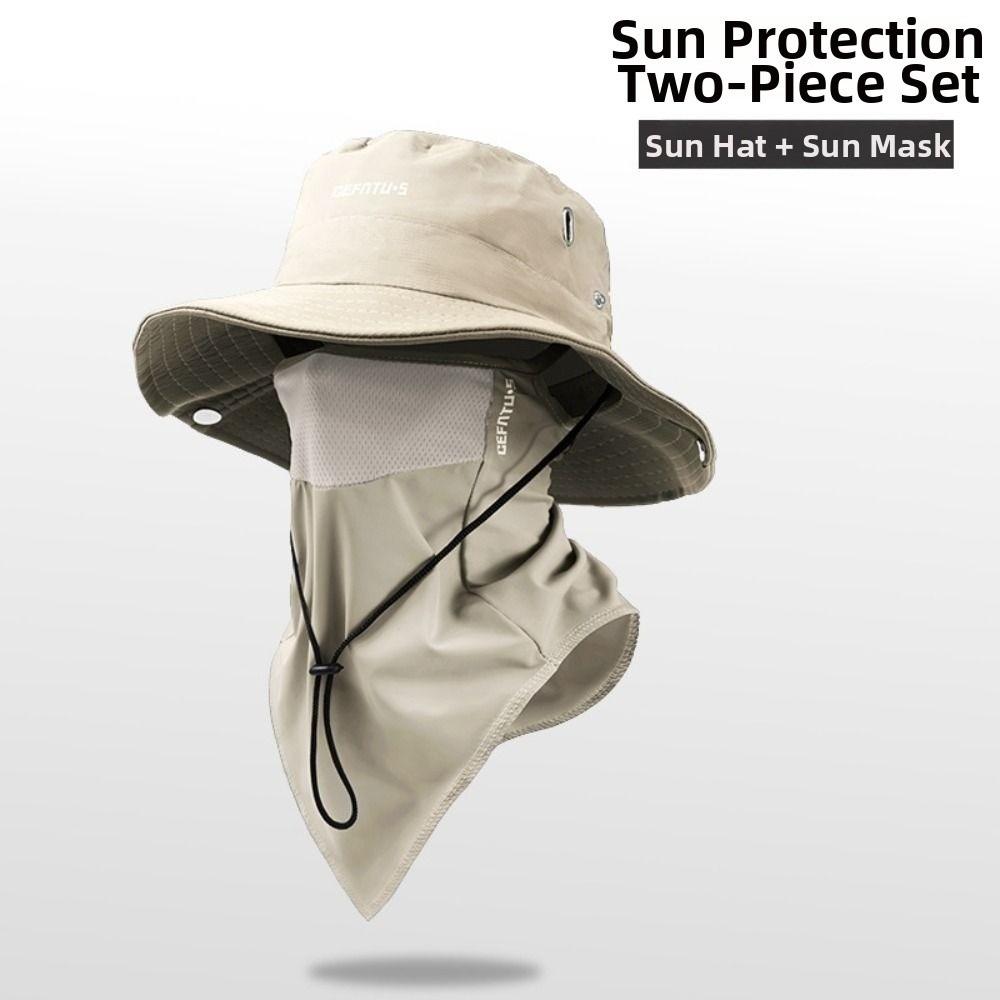 Hot Sun-Protective Fisherman s Face Covering Breathable with Detachable Fisherman Hat Adjustable Face Mask Unisex хаки
