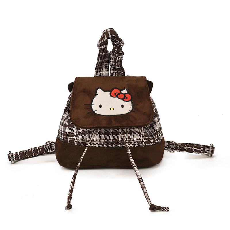 Autumn And Winter Children'S Backpack Cute Cat Boys And Girls Plaid Backpack Kindergarten Baby Schoolbag