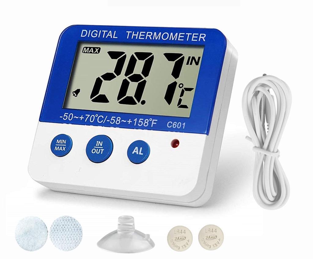 BALDR Freezer Thermometer Refrigerator Digital Thermometer Compact Maximum and Minimum Indoor and Outdoor Temperature Recording Maximum and Minimum