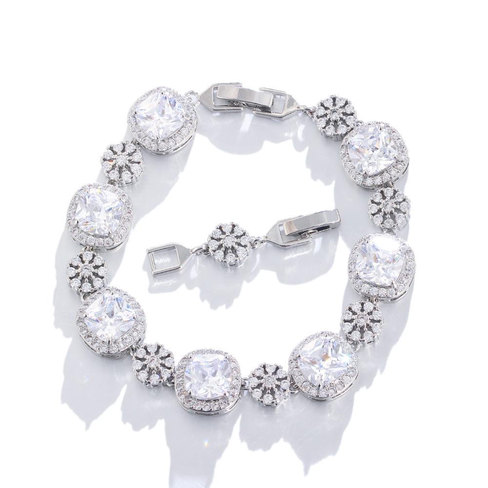 Seiko Light Luxury Color Treasure Bracelet Square Candy Micro-Inlaid Zircon Luxury Bracelet Zircon Jewelry