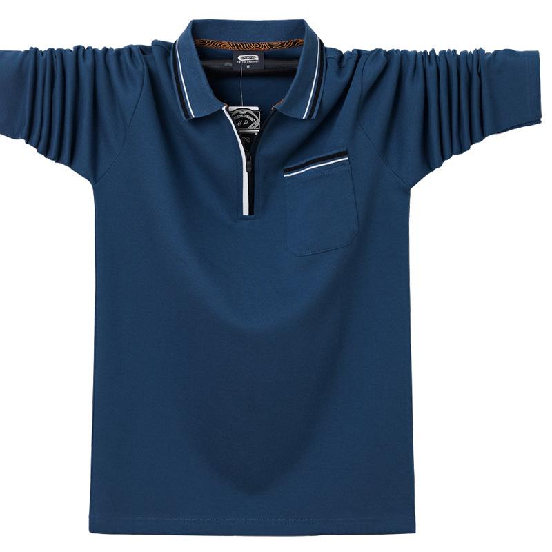 Nuova Maglietta Polo da Uomo Larga Plus con Cerniera Business Traspirante Casual a Maniche Lunghe con Rever Leggera Morbida Antirughe Traspirante Cotone