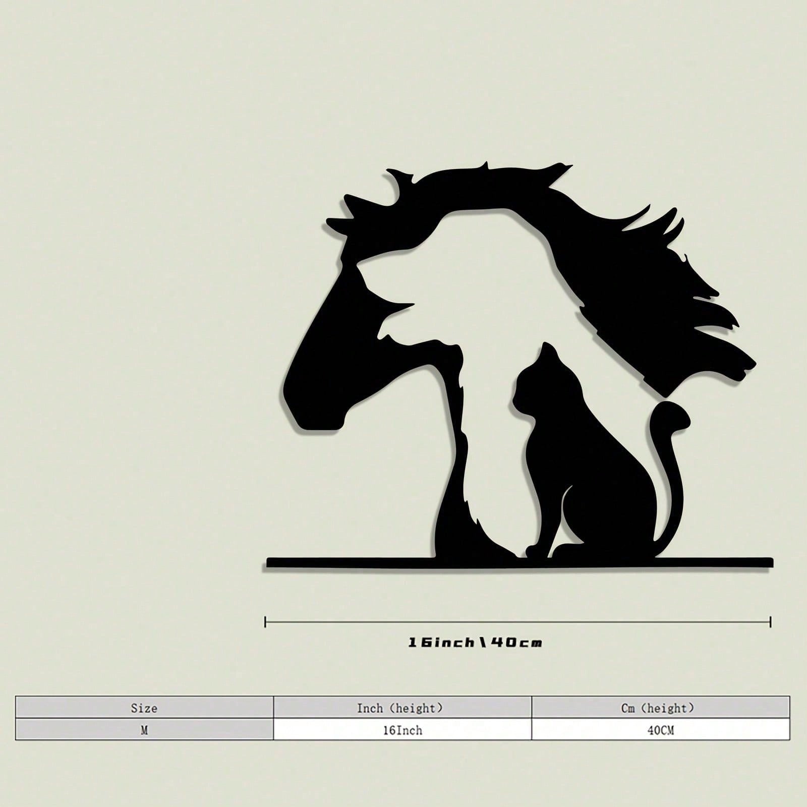 

Rustic Iron Wall Art Cat Dog Horse Silhouette Pet Lovers Gift Christmas Outdoor Decor Waterproof Rustproof різнокольоровий