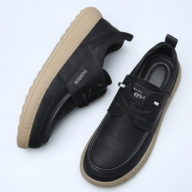 

Fashion New Autumn Fashion Business Casual Shoes for Men Solid Color Cow Leather Loafers Male Soft Sole Lace Designer Shoes Man 38