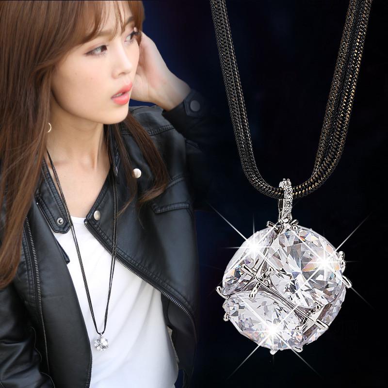 Long Alloy Versatile Sweater Necklace With Exquisite Crystal Detail Perfect Gifts For