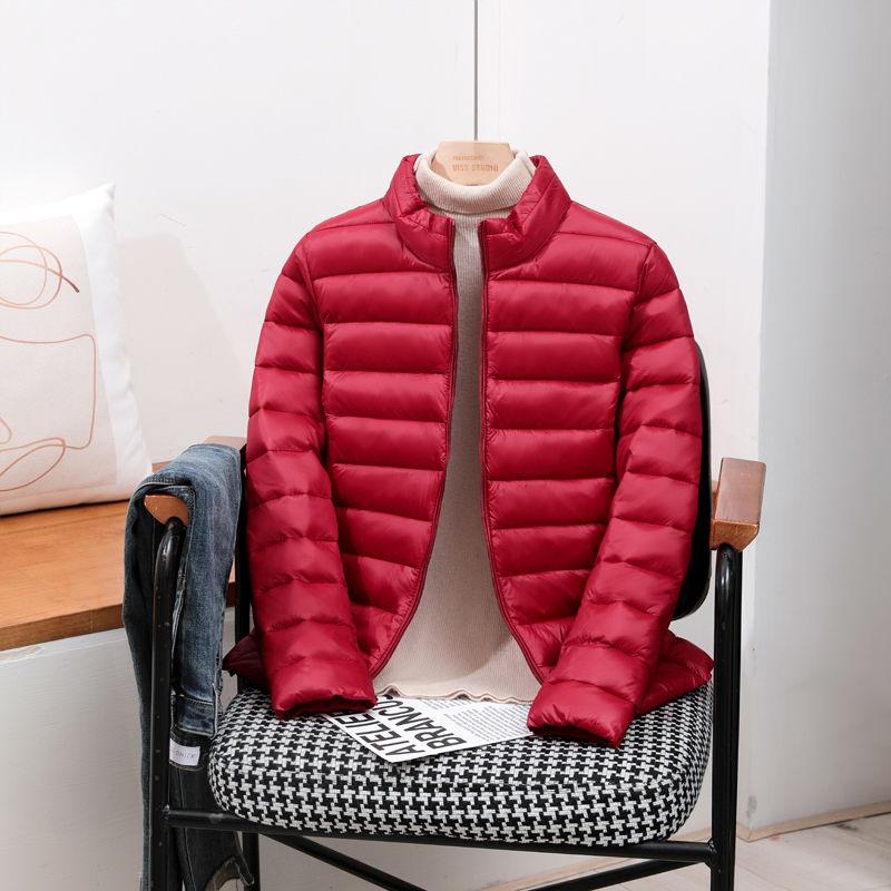 Gepolsterte Jacke Damen Winter Leichte Daunenjacke Stehkragen Lockere Kurze Jacke Gepolsterte Jacke