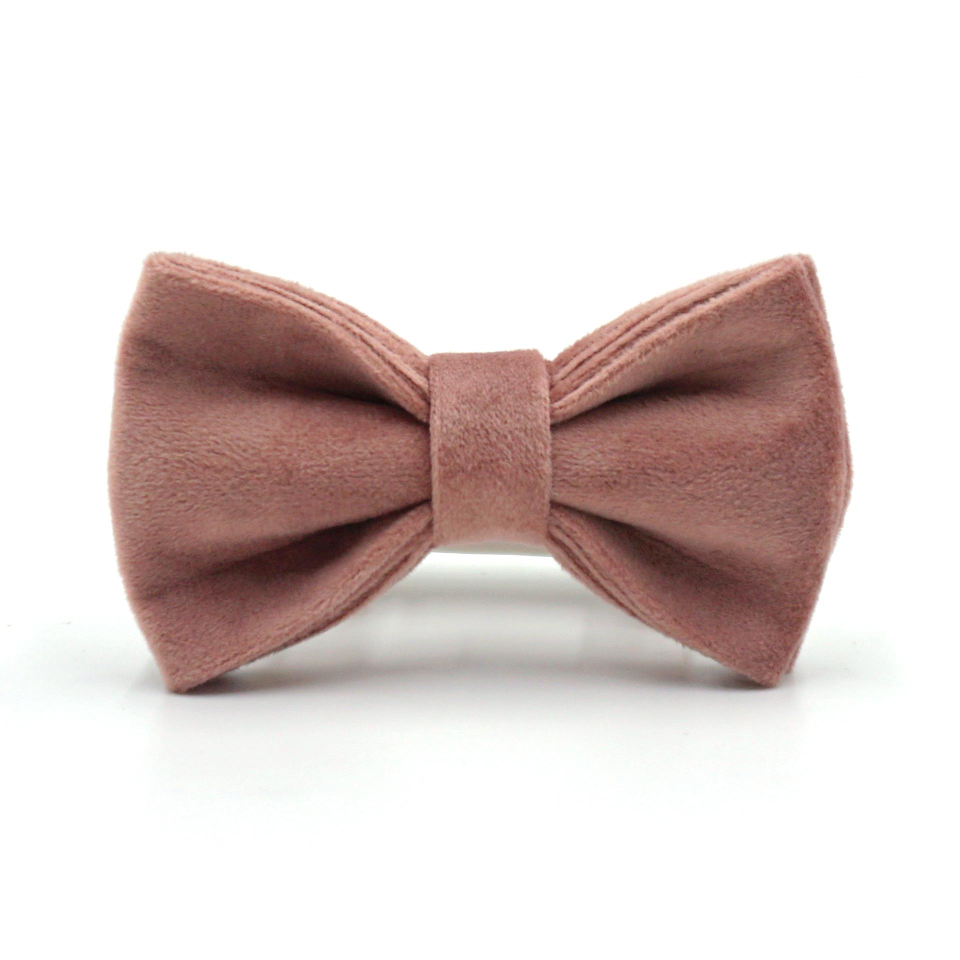 Elegant Deep Pink Velvet Pet Collar & Leash Set with Gold Buckle and Bow Tie, Laser Engraved Small