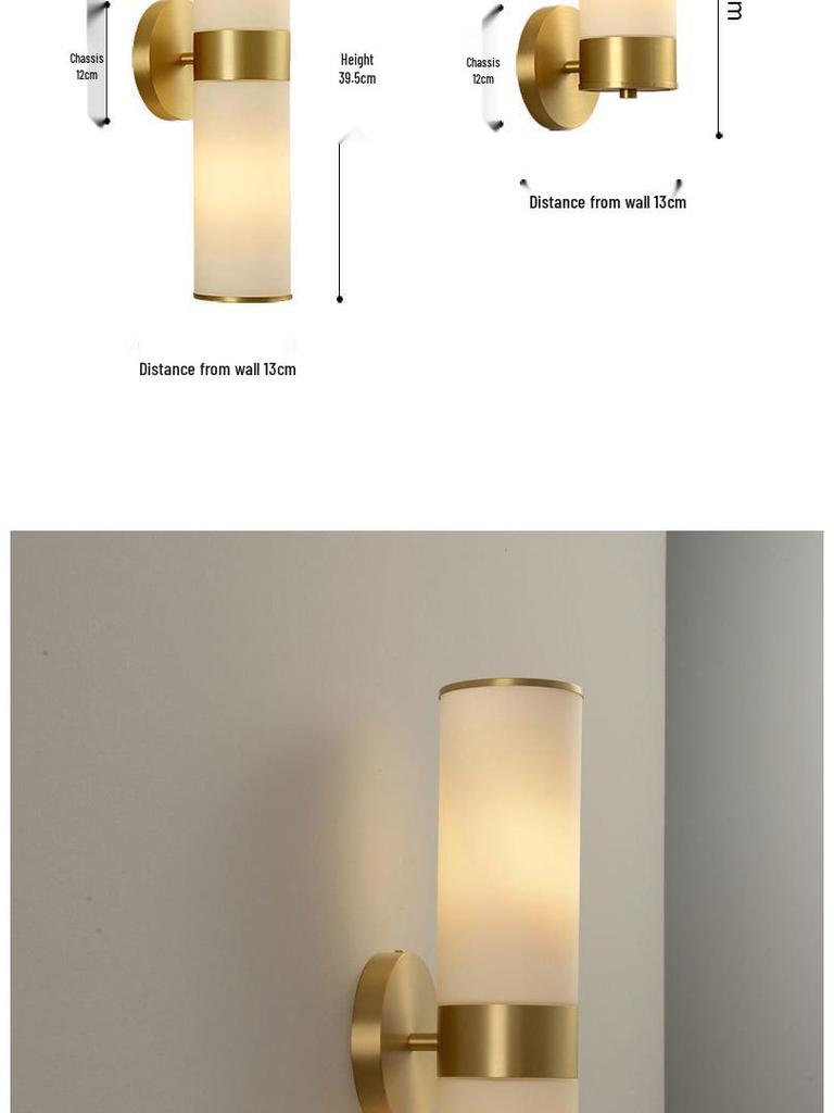 Nordic Luxury All-Copper Wall Lamp for Hotel, Clubhouse, Study, Showroom, and Bedroom.