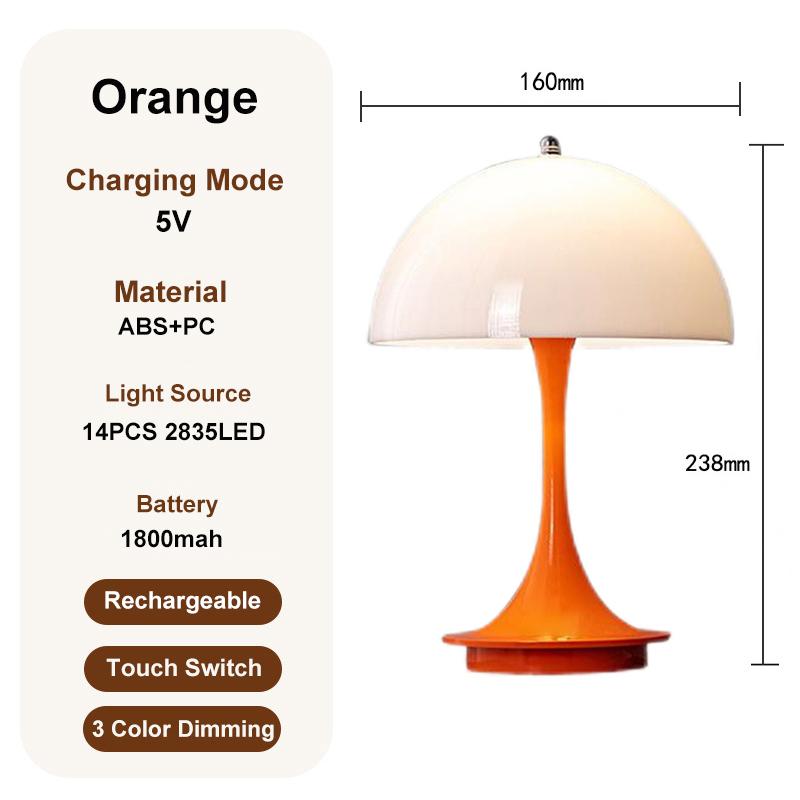 Nordic Mushroom Table Lamp Danish Modern High-End Charging Bedroom Bedside Living Room Decorative Light Atmospheric Decor Lamp