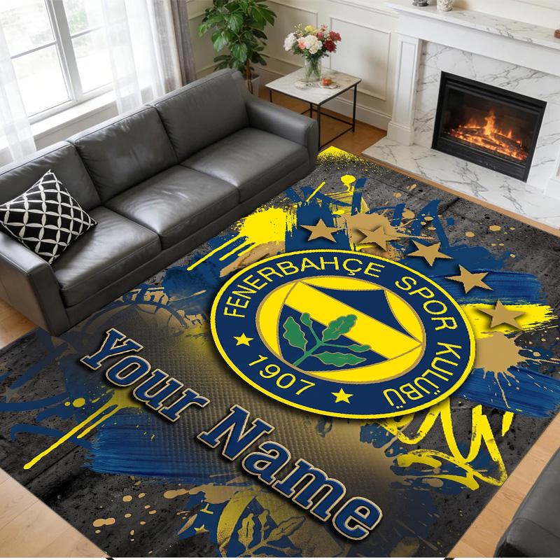Crystal Velvet Rug Custom Name Text, Soft Non Slip Floor Mat Home DecorFenerbahçe FC