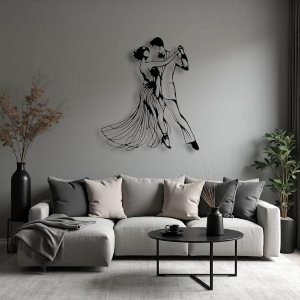 Modern Dance Couple Metal Wall Art Silhouette Tango Dancer Home Decor