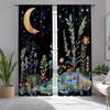 2pcs Black Night Mushroom Curtains   Boho Gothic & Botanical Moon-Star Design Drapes