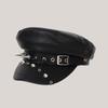 Harajuku Y2k Beret Hat Hip-hop Flat Top Cap Retro Rivet Leopard Hat  for Women