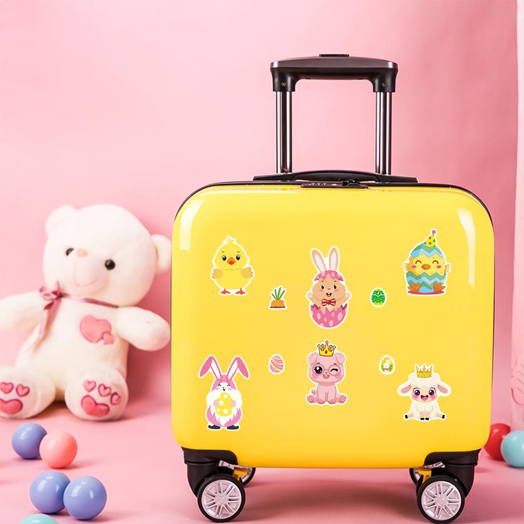 8/16Sheets Cartoon Easter Eggs Puzzle Stickers Make Your Own Kawaii Chick Cow Rabbit Decals Children Jigsaw Toys For Kids Gift