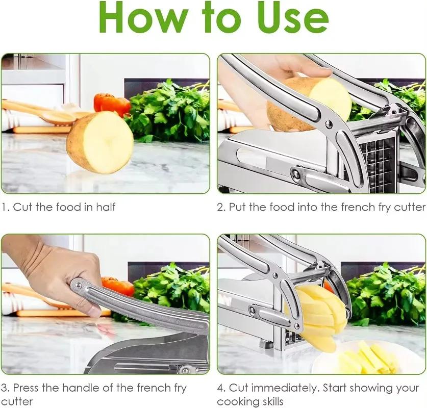 Stainless Steel Shredder, Potato Cutter, Meat Chopper, French Fries Slicer, Cutting Machine, Blade, Potato Chips Maker