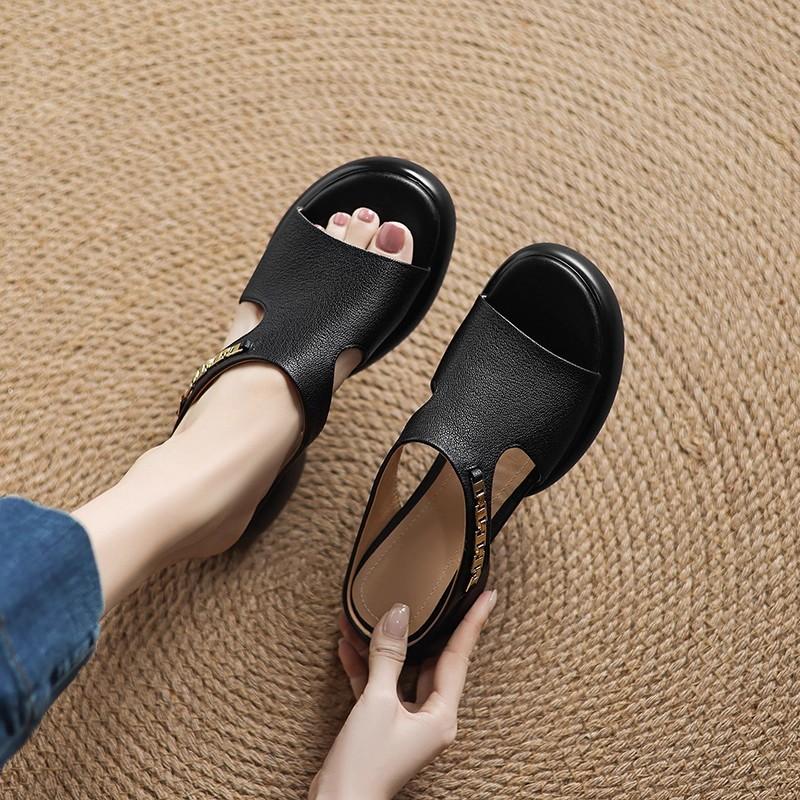 Thick-soled one-word cool slippers for women's summer wear, new super soft sheepskin, simple and lightweight non-slip sandals