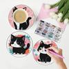 8 Stück/Set Untersetzer mit Diamantmalerei-Katzenmuster, DIY-Untersetzer mit Halter, Geeignet für Anfänger und Erwachsene, Kunst- und Bastelbedarf Geschenke