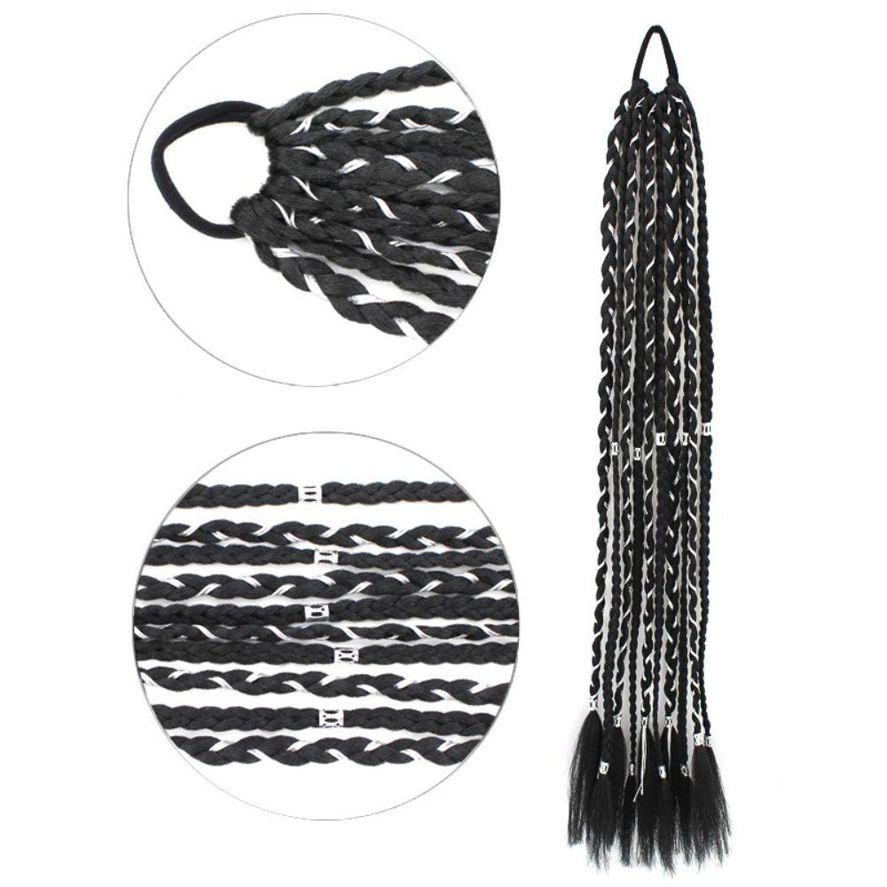 National Style Ponytail Braid Silver Twist Braid Wig Boxing Braids Wig Synthetic Braid  Ponytail