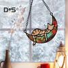 Cat Sleeping On Moon Hanging Decoration Living Room Wall Window Hanging Stained Glass Cartoon Kitten Suncatcher Colorful Acrylic Ornament Pendant