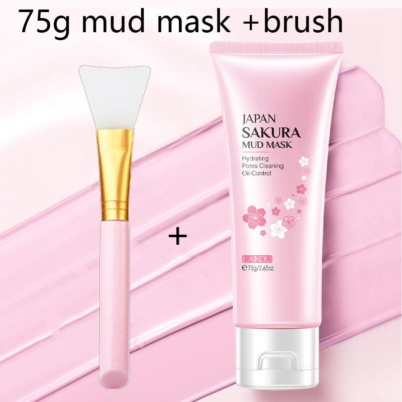 LAIKOU Japan Kirschblüten Tonmaske Tiefenreinigung Hautschlamm Koreanische Gesichtsmaske Ölkontrolle Porenverfeinerung Hautpflege 80g