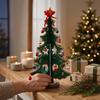 Wooden Xmas Tree Advent Calendar Tabletop Xmas Tree Decoration with Star Topper and 28 Ornaments for Home