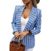 Women's Long-Sleeve Striped Suit Collar Coat - European & American Style