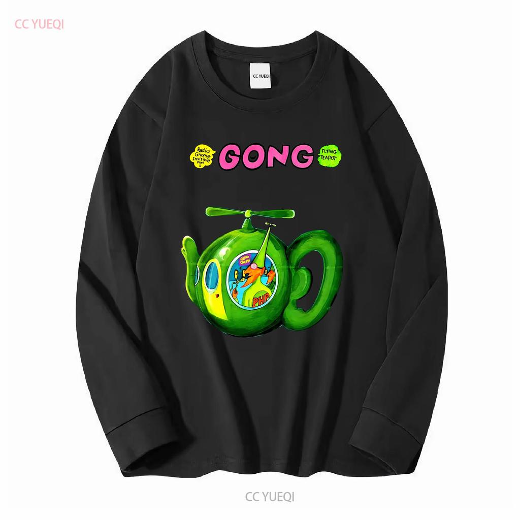 Gong Rock Band Daevid Allen T Shirt Flying Teapot Didier Malherbe Pip Pyle long sleeves vintage Washed Casual Comfortable homme
