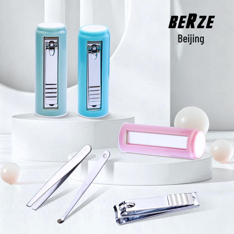 Cylindrical Stainless Steel Nail Clipper Set - 4 Piece Manicure Tools