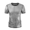 Sequined T-Shirt for Men Sparkling Dot Jazz Modern Dance T-Shirt Round Neck Short Sleeve Performance Tops 1970s Disco Tops Night