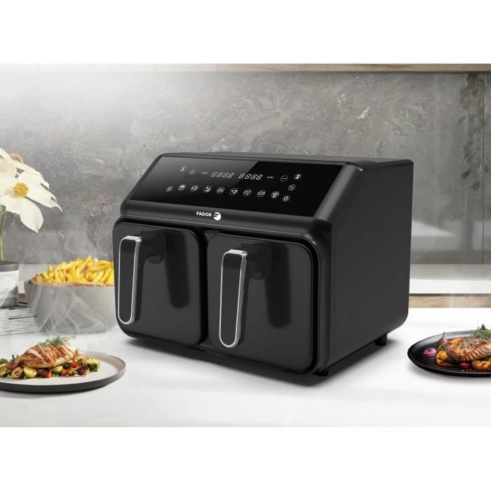 Friteuse sans huile - FAGOR - FG2X4L - 8L - 2200W - Doucle bac 4L - 10 programmes - Airfryer double cuisson