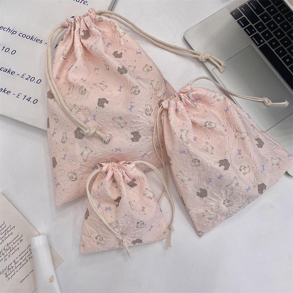 Cute Floral Women Makeup Bag Pouch Kawaii Portable Toiletries Cosmetics Storage Organizer Travel Cosmetic Bag Drawstring Case