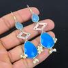 Halloween Sale 925 Silver Pear Natural Blue Sapphire Dangling Daughter Earrings