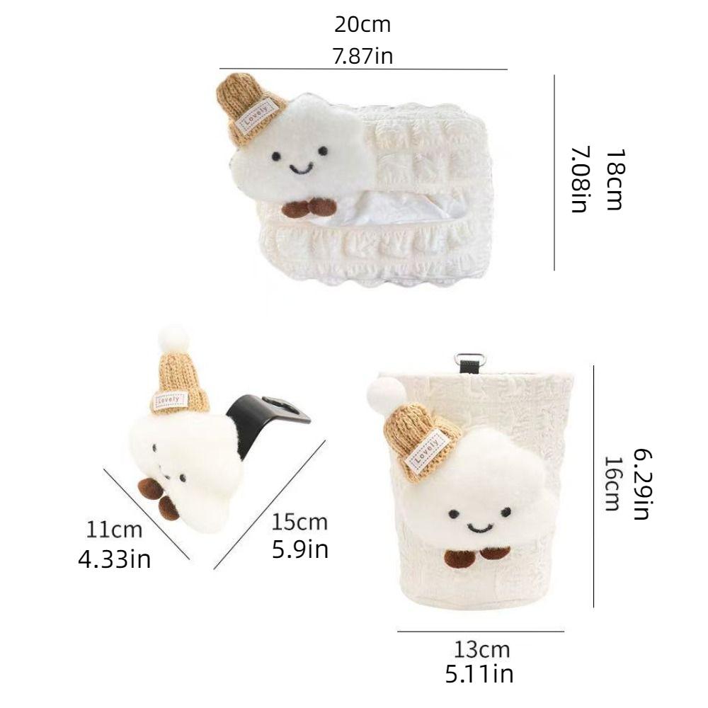 Cute Cloud Car Tissue Box Cartoon Hat Universal Vehicle Trash Can Multifunctional Dirt-resistant Car Accessories Set