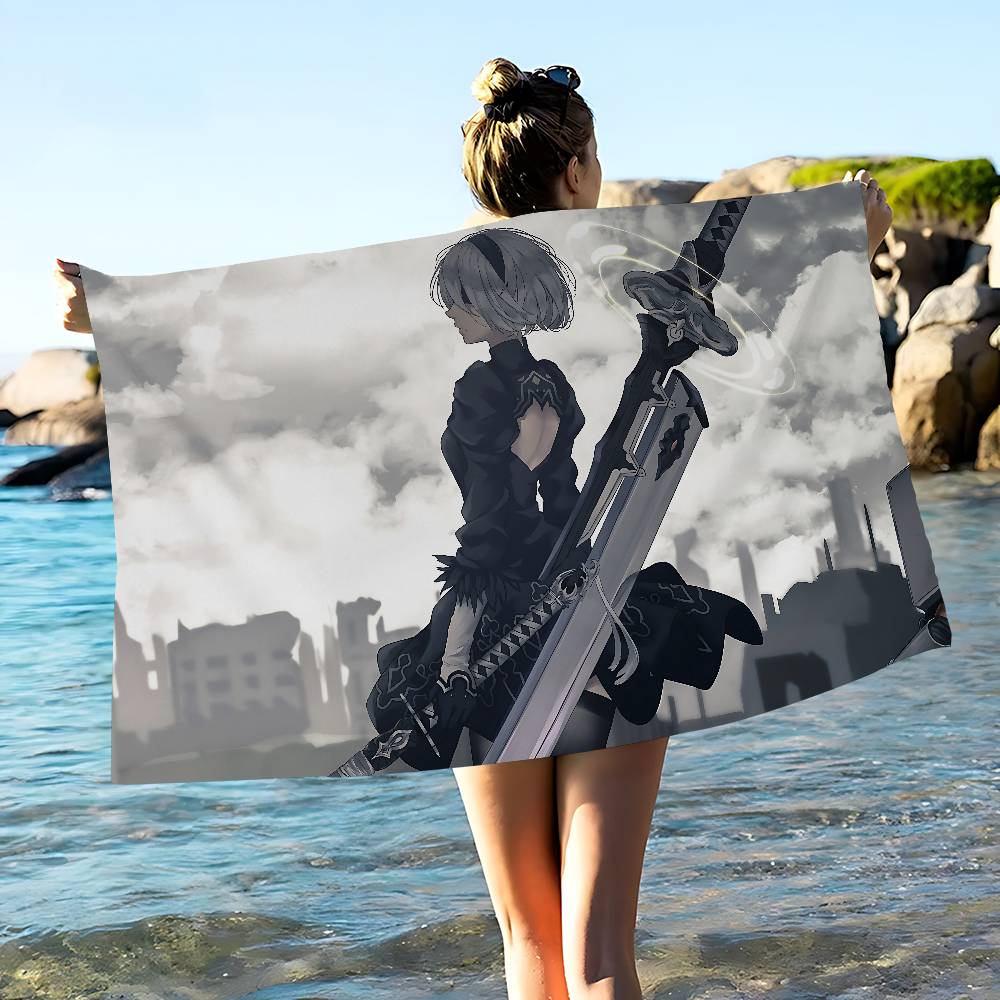 Game Nier Automata Bath Towel Microfiber Soft Water Absorbing Breathable For Girl Kids Decorative Cartoon Beach Towel