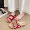 Mori Retro Double-buckle One-word with Thick-soled Slippers for Women's Outer Wear 2025 New One-pedal Birkencool Slippers