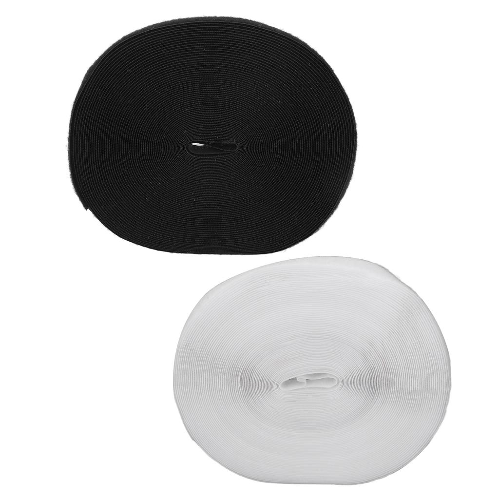 2 Stück Klettband 25m Länge Schwarz Weiß 2,5cm Breit Weiches Nylon DIY Zuschneiden Selbstklebendes Klettband