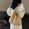 Yogodlns Large Straw Beach Bag with Zipper Summer Shoulder Bag Handbag Hobo Bag Shoulder Purse for Women Travel Vacation