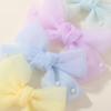 4Pcs/Set Sweet Pearl Bows Hair Clips for Girls Cute Side Clip Solid Color Hairpin Handmade with Bow Hair Accessories Headdress