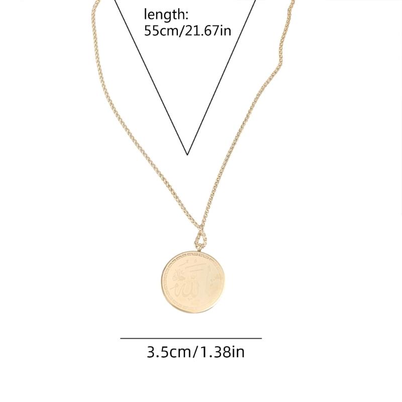 Elegant Arabic Calligraphy Necklace with Ayatul Kursi Pendant Stainless Steel Clavicle Chain Jewelry for Men and Women