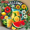 Vintage Watermelon Wall Art Metal Sign Summer Decor for Living Room Garage