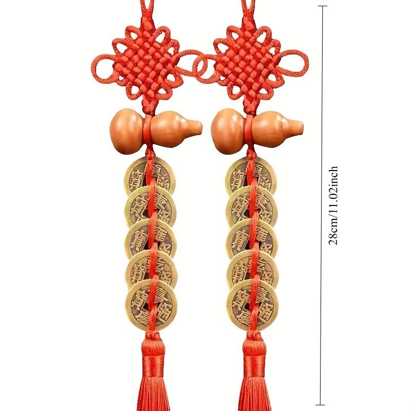 2pcs Chinese Feng Shui Coin Charm, Five Emperor Coins Gourd Decor for Door, Wealth Attracting Hanging Ornament