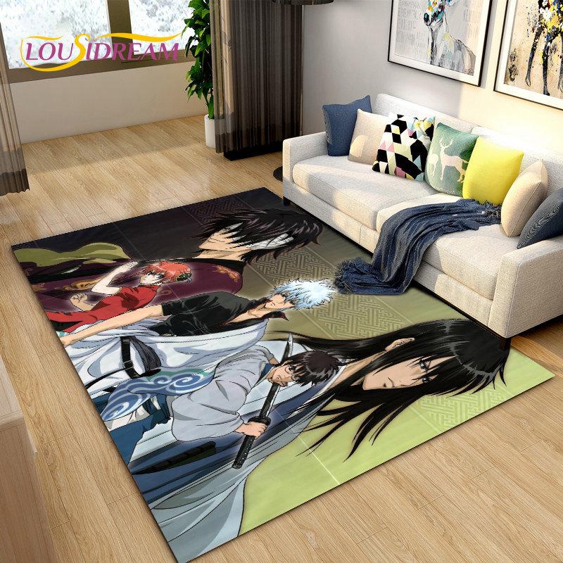 Anime Gintoki Kagura Gintama Area Rug,Carpet Rug for Living Room Bedroom Sofa Doormat Decoration, Kids Play Non-slip Floor Mat