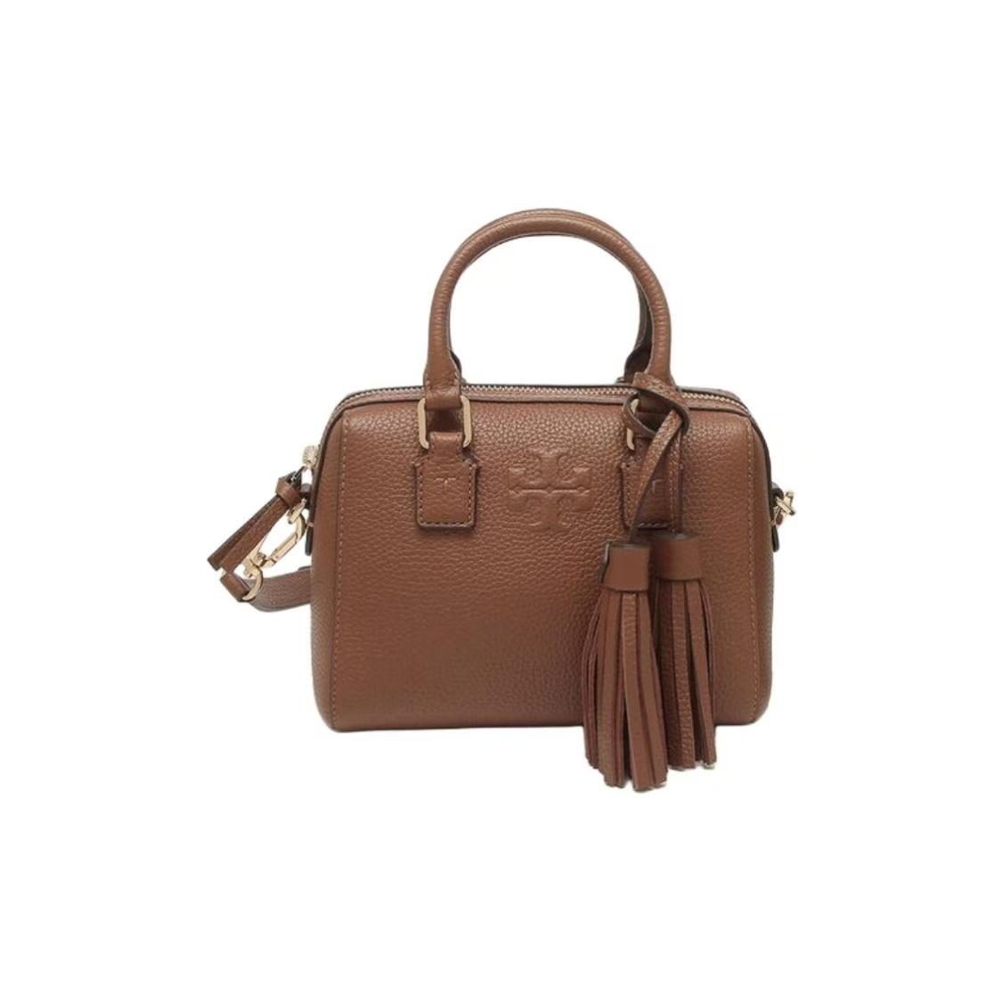 

Tory Burch Thea Classic Tassel Wide Shoulder Strap Leather Tote Bag Shopping Bag Boston Bag Shoulder Crossbody Handbag Mini Women Tote 87899-909 Basic Set (Bag+Dust Bag)
