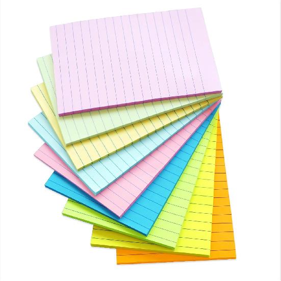 9 Pack Lined Sticky Notes 4X6 in Post, 9 Pastel Colors Large Ruled Post Sticky Colorful Super Sticking Power Memo Pads Strong Adhesive, Sticky Notes